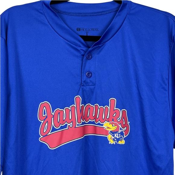 Holloway Kansas University Jayhawks Blue Jersey Tee Size Large - Picture 2 of 9